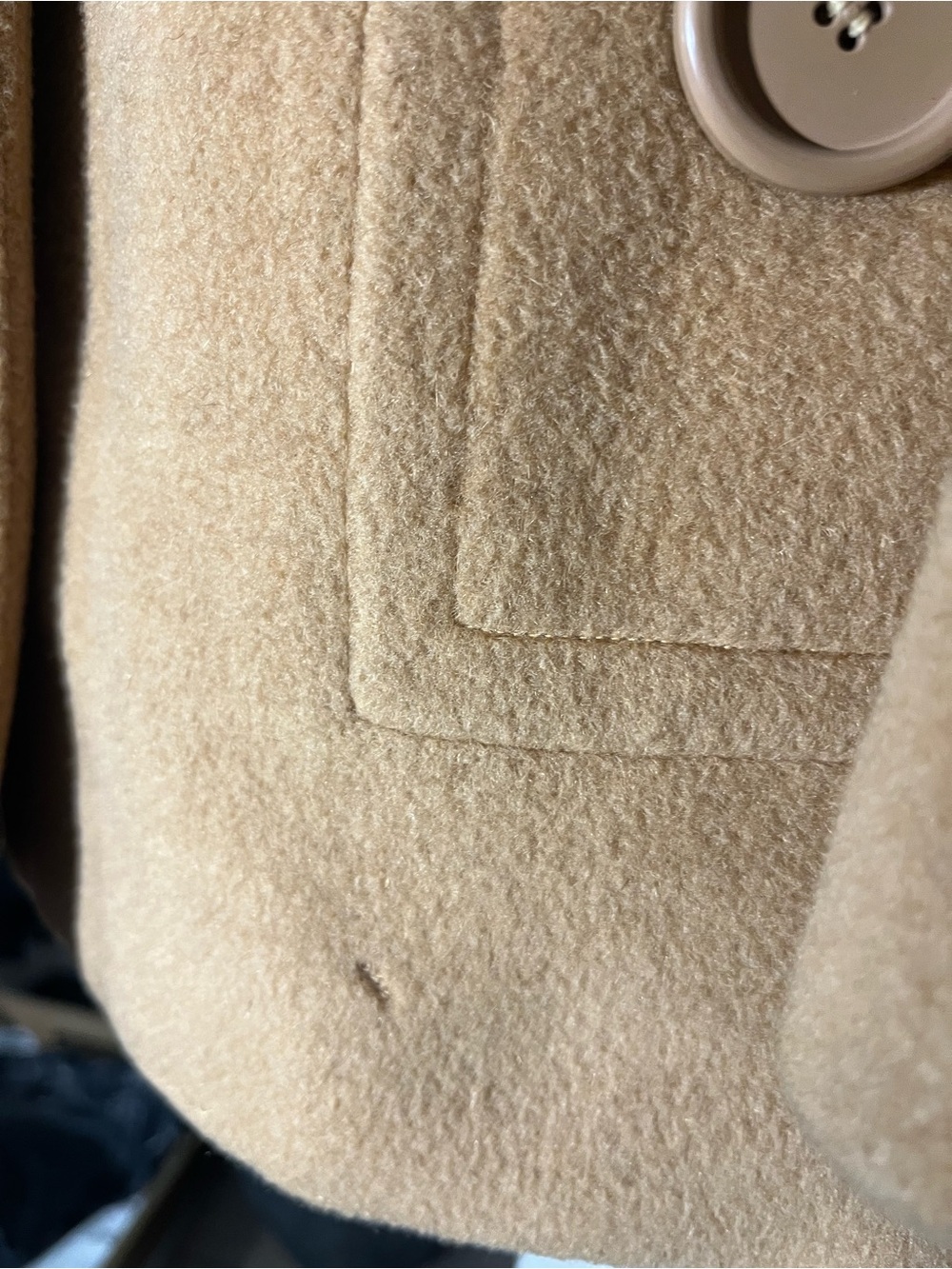 Classic Camel Pea Coat - Button Front Short Coat - Picture 9 of 12